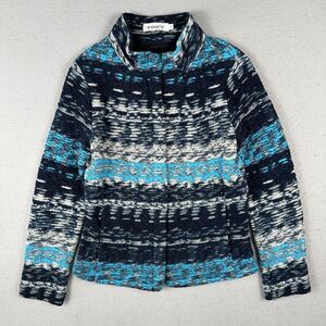 Fox’s Europe Knit Jacket Women’s 34 Blue Cotton Art To Wear Long Sleeve Pockets